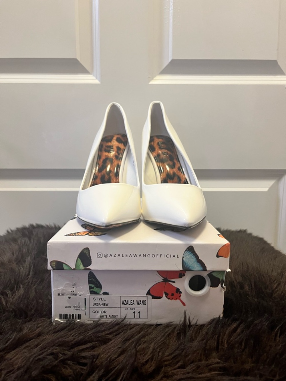 Azalea Wang White Patent Pointed-Toe Heels